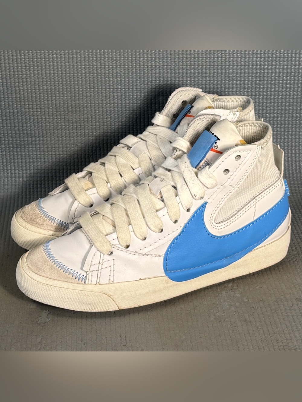 Nike Men's Blazer Mid '77 Jumbo Swoosh White Blue Shoes DD3111-103 Size 7.5